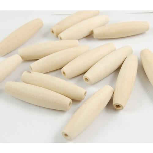 10pcs/lot DIY 13*51MM Oval Shape Natural Wood Beads Dark Brown Natural Color Wooden Loose Beads for Bracelet Jewellry Making