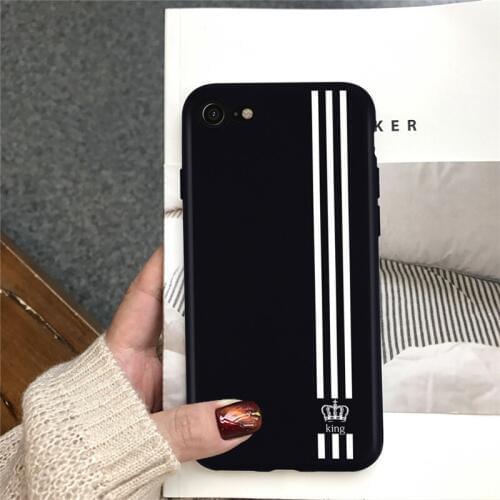 King and queen crown Black Soft TPU Couple Phone Case For iPhone 8 7 Plus XS Max XR Case Cover For iPhone 6 6s X 5S SE Case