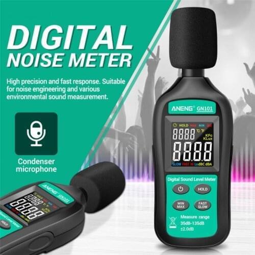 GN101 Digital Noise Meter 35-135 db Sound Level Meter Decibel Monitor Logger Audio Measuring Tool Noise Tester Sound Detector