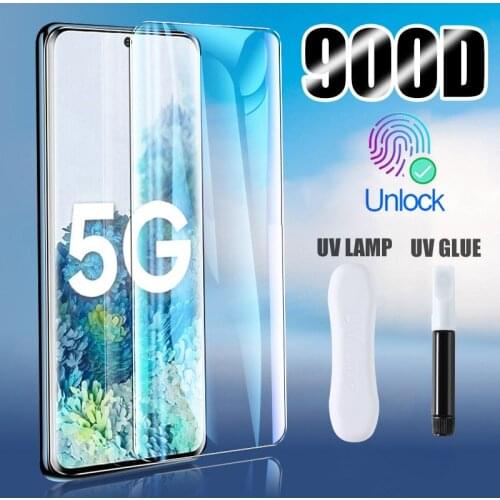 For Samsung S20 Ultra UV Liquid Curved Full Glue Tempered Glass For Samsung Galaxy S8 S9 S10 Plus S7 S6 Edge Screen Protector