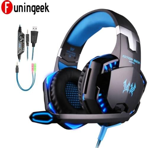 G2000 G9000 Gaming Headset PS4 with Noise Canceling Mic Xbox One Gamer Headphones PC Wired LED Stereo Bass Adjustable Mic 3.5mm