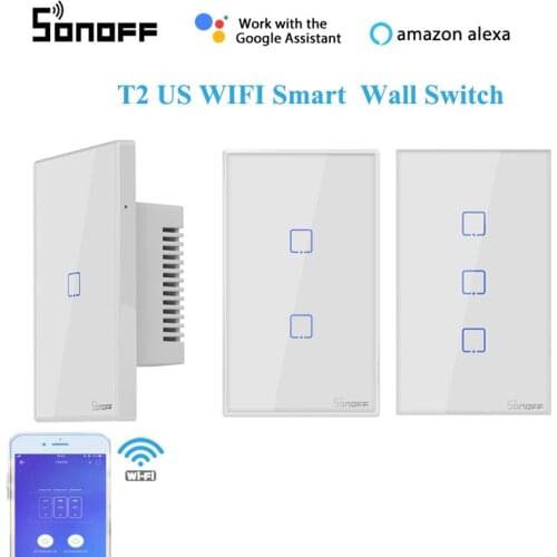 SONOFF T2 US WiFi Smart DIY Switch eWelink APP Wireless Remote Control Timing,Support 433 Signal Google Home Alexa Control