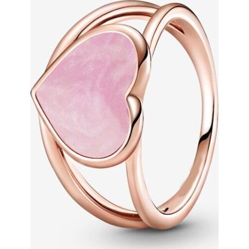 Free shipping Authentic 925 Sterling Silver Pink Swirl Heart Statement Ring For Women Original DIY Jewelry S925 Rings