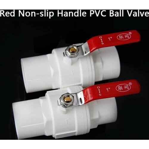 Red Non-slip Handle PVC Ball Valve 20mm to 110mm Inner Diameter 2 Way Slip Ends Water Shut Off flow controller Valve 1 Pcs