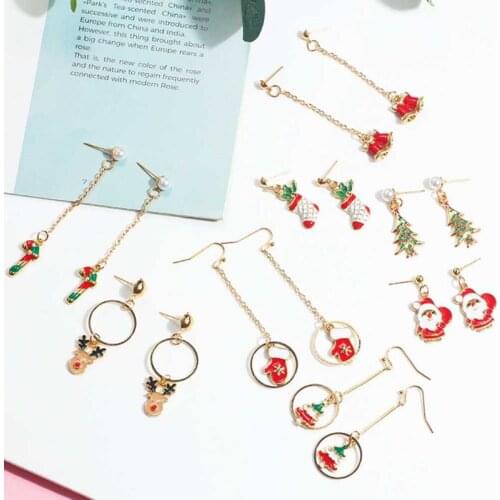 Cute Earrings Santa Claus Snowman Tree Bell Christmas Gifts
