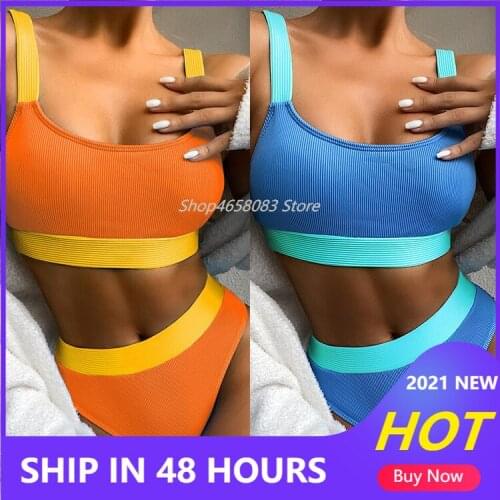 2021 New women sexy bikini orange blue Bandage Bodysuit biquini Evening bodycon Party Jumpsuits wholesale