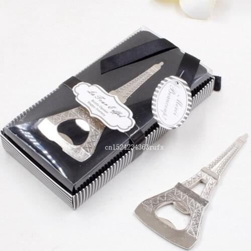50pcs Eiffell Tower Shaped Beer Bottle Opener in Gift Box Wedding Souvenir Beer Bottle Opener Tools Party Favors For Guests