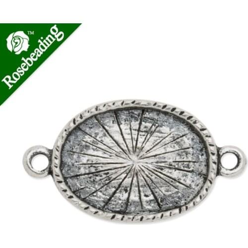 13X18mm Antique Silver Plated Zinc Alloy pendant tray,double hanging,fit 13X18mm cabochon,sold 50pcs/lot-C3381