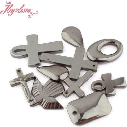 Natural Black Hematite Pendants Assorted Shapes For DIY Woman Man Necklace Bracelet Earring Pandant Jewelry Accessorries 2 pcs