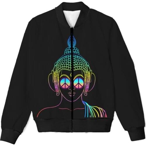 REAL American SIZE Peace Trippy Buddha Hippie high quality 3D Sublimation print Zipper Up Jacket plus size 4XL 5XL 6XL