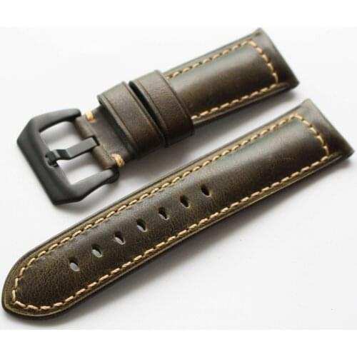 20mm 22mm 24mm 26mm Handmade Italian Brown Vintage Genuine Leather Watch Band Strap for panerai Men Watchband Strap for PAM