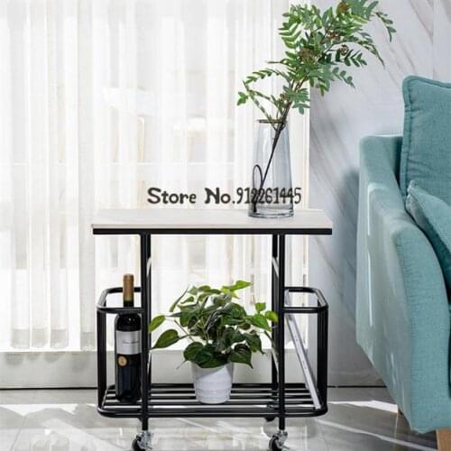 Nordic Sofa Side Table Light Luxury Small Tea Table Small Square Table Corner Table Mobile Pulley Side Cart Storage Modern Simpl