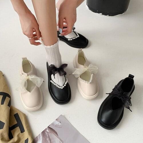 Large Size 35-40 Ladies Single Shoes Spring And Summer New All-Match Round Toe Shallow Mouth Mary Jane Small Leather Shoes