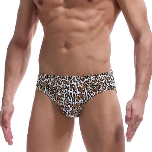 High quality mens underwear briefs low-rise leopard print underwear sexy panties fashion personality