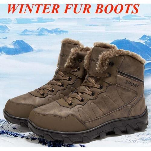 YIQITAZER 2018 Men Snow Boots With Fur Shoes Men Winter Outdoor Work Shoes Men Footwear Fashion Rubber Ankle Boot Plus Size 11.5