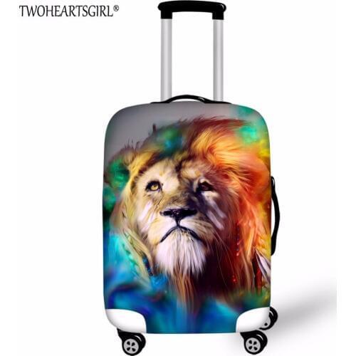 TWOHEARTSGIRL Animal Lion Printed Travel Luggage Protective Covers Elastic for 18-32 Inch Dust-proof Suitcase Protective Cover