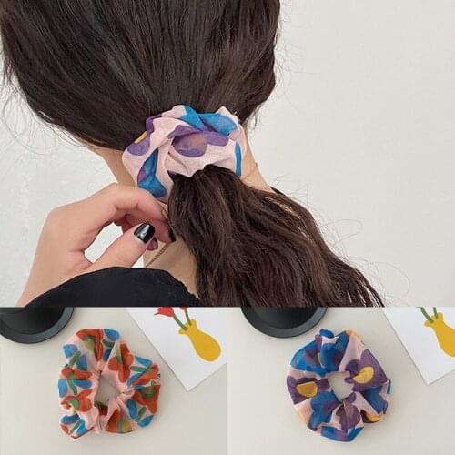 2020 Summer Mesh Chiffon Flower Scrunchie Women Girls Elastic Hair Rubber Bands Accessories Tie Hair Ring Rope Holder Headwear