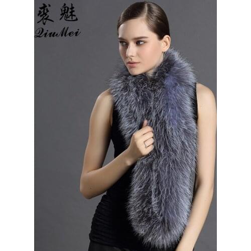 Fox Fur Scarf Women Winter Warm Fur 100% Real Knitted Fluffy Hand Made Elegant Trendy Female Collar Genuine Fox Fur Ring Scarves