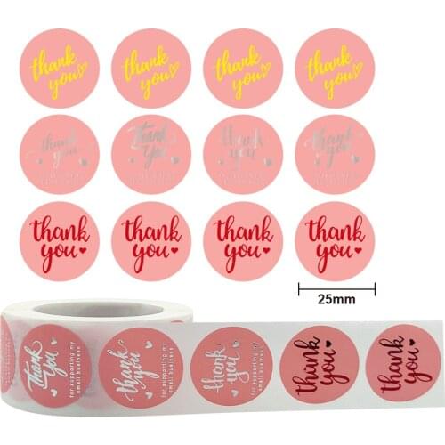 1inch Gift Sealing Stickers Gold Foil Thank You Stickers Diary Scrapbooking Gift Decorations Labels Custom Logo Brand Stickers