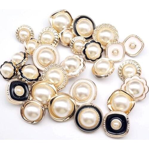 10PCS 18/21/24mm Imitation Pearl Womens Windbreaker Coat Electroplating Plastic Buttons Shank DIY Apparel Sewing Accessories