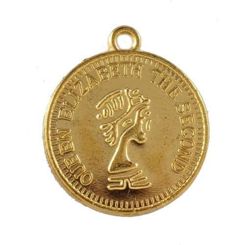 10pcs Gold Color Coin Earring Drop Pendant Bracelet Connectors Bead Charm DIY Handmade Ear Studs Necklace Choker Jewelry Finding