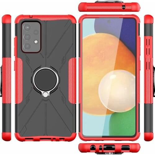 100pcs/Lot Armor Hybrid TPU+PC Hard Stand Heavy Duty Ring Case For Samsung A22 A52 A72 A12 A82 F62 S21 FE A02s 4G 5G