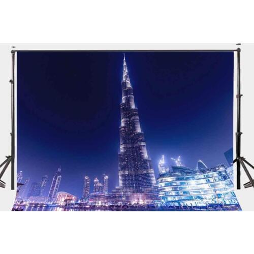 150x210cm City Night Scene Backdrop Dubai Photography Backdrop Burj Khalifa Tower Photography Background Studio Props