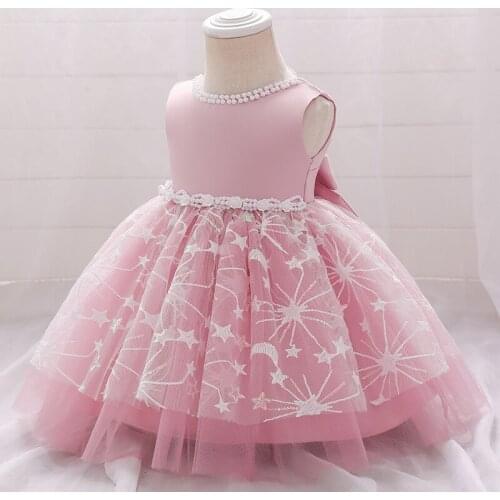 2021 Summer Kids New Beading Sequined Princess Mesh Dress Children Clothes 9M-6Y Baby Girls Birthday Party Ball Gown Tulle Dress