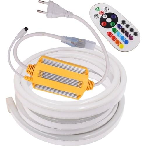 220V Neon Light SMD5050 RGB Neon Sign IP68 Waterproof Neon Ribbon Night Light 2835 120Leds/M Flexible Neon Tape RGB Led Strip