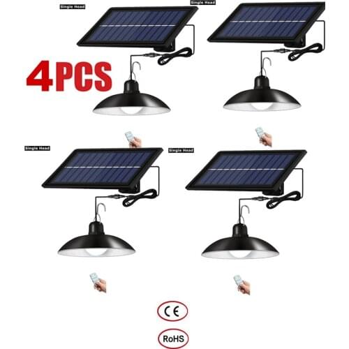 4pcs remote 30 led 2 head Retro Lampshade Solar Pendant Chandelier solar Light Lights Lamp For Outdoor Wall Garden Yard Waterpro