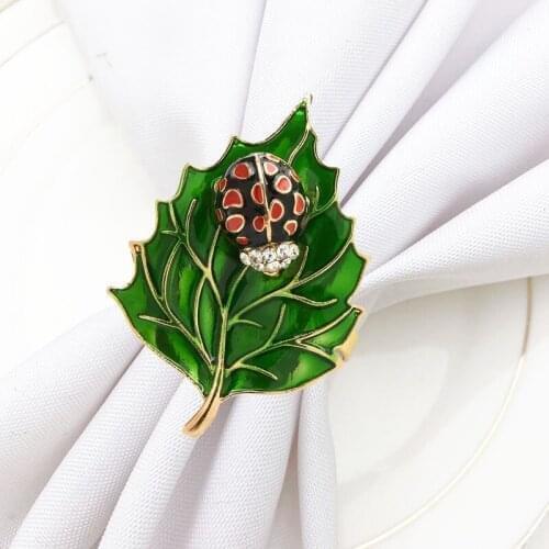 6pcs/lot New insect green leaf napkin link day party napkin button alloy napkin ring desktop decoration