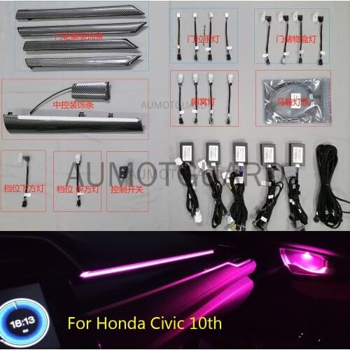 64 Colors LED Ambient Light Lamp For Honda Civic Ambient Light For 10th Civic 2016 2017 2018 2019 2020 Lighted Car Styling