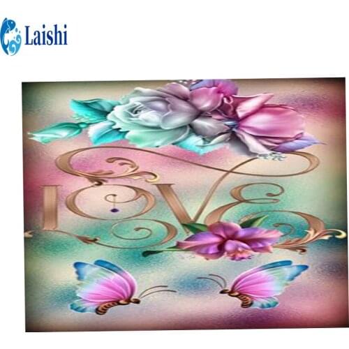 Great Painter 5D DIY Diamond Painting Love flower butterfly Full Square Diamond Painting Embroidery Sale Rhinestones Pictures