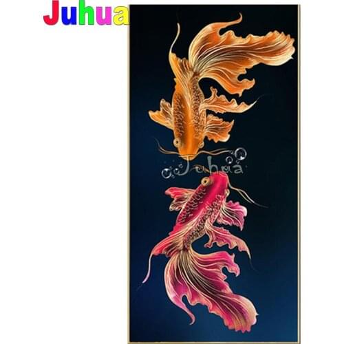 Full Drill 60x120cm Red Kio Fish diamond paintings,Full Round mosaic diamond embroidery Animal for aisle Wall decor