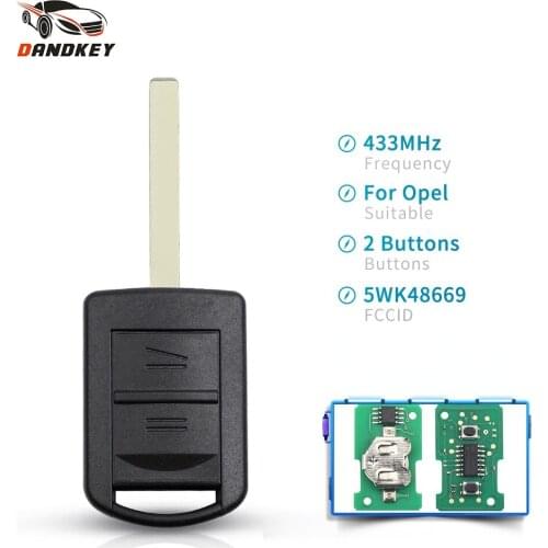 Dandkey 2 Buttons Remote Car Key for Opel Vauxhall Corsa C Meriva Astra Combo Agila Auto keys Fob 433.9MHz ID40 Chip 5WK48668