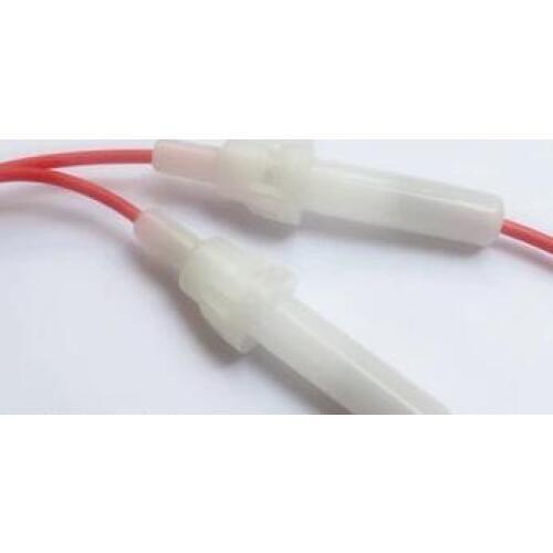 FREE SHIPPING 50PCS x #18 Wire 5*20mm White Plastic Lantern Fuse Holder With 18AWG Red Cable