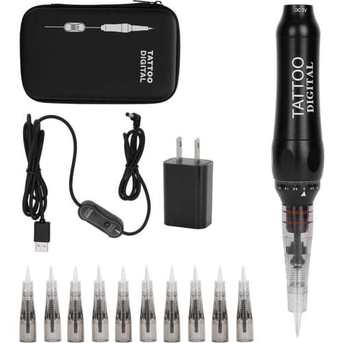 Brushless Motor With Strong Power 5-Gear Speed Tattoo Pen Machine Semi-Permanent Microblading Tattoo Machine with Tattoo Needle