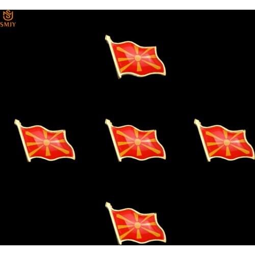 5PCS North Republic of Macedonia Painted Enamel Flag Brooch Suit Tie Lapel Military Pins Jewelry Jewelry Badge Pin Crafts Gift
