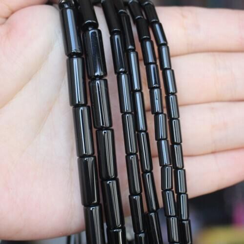 Natural Onyx/Black Agate 4X8/4X13/6X16mm Tube Beads 15" For DIY Necklace Bracelat Jewelry Making