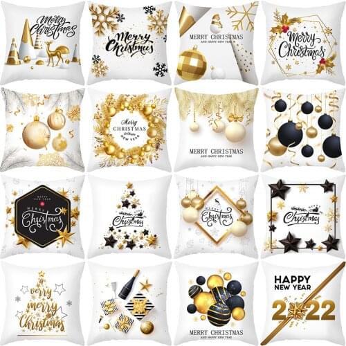 Christmas Cushion Cover Merry Christmas Decorations for Home 2021 Cristmas Ornament Pillow Case Navidad New Year 2022 Xmas Gifts