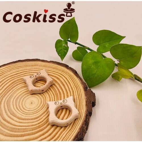 Coskiss 20pcs Food Grade Wood Bead Beech Wooden Clouds Animal Beads DIY Teething Nursing Mom Necklace jewelry Making Teethers