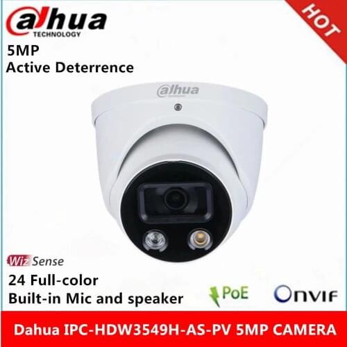 Dahua IPC-HDW3549H-AS-PV 5MP 24 Hours Full-Color Active Deterrence Fixed-Focal Eyeball WizSense Network IP Camera
