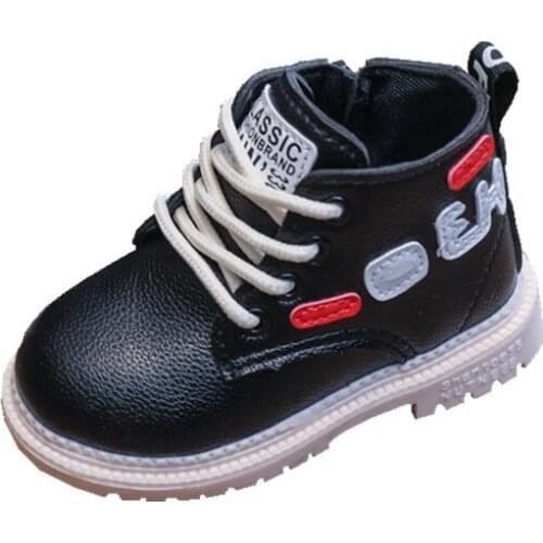 Kids Shoes 2021 Spring Autumn New Childrens Leather Boots Lace-up Martin Boots for Girls Boys Short Boots Fashion Non-slip Hot