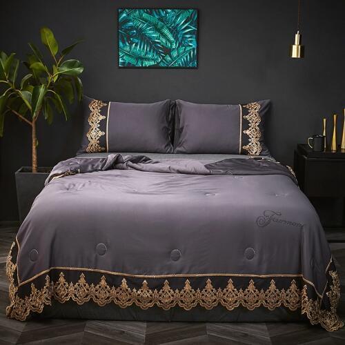 Designer new style Summer Quilt Air Condition Blanket Adult Comforter Bed Cover High-end lace edging Multi-color options #s