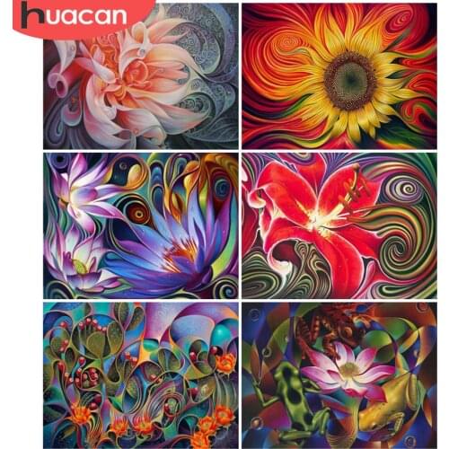 HUACAN Full Drill Diamond Art Painting Sunflowers Cross Stitch Wall Art Diamond Mosaic Flowers Decoration For Home