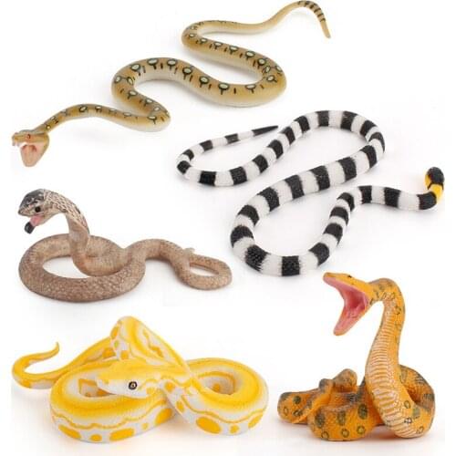 5Pcs Simulate Snake Toys Fake Snake Wild Reptile Model New Animal Model Soft Rubber Snake Children Scary Toy Gag Practical Jokes