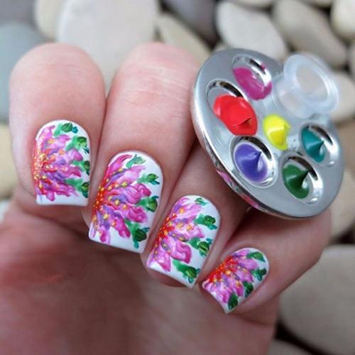 Nail Art Ring Palette Free Hand Manicure Finger Palette Nail Makeup Mixing Palette nail art Ring Palette Finger Ring Plate Cream