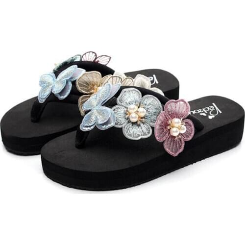 Summer Slippers Women Cute flower Flat Flip Flops Ladies Soft Slides Shoes Female Print Floral Bling Beach Casual Sandals