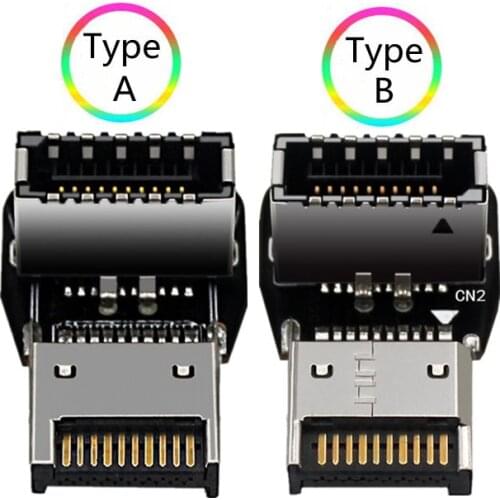 Computer motherboard USB3.1 TYPE-E interface 90 degree steering elbow front TYPE-C installed wiring