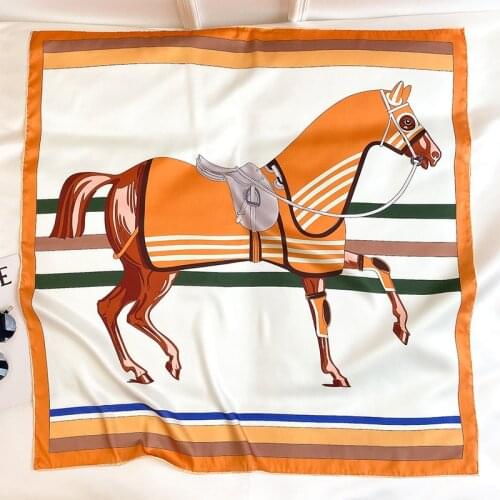 New classic fashion Horse printing pattern hand stitch twill silk 90 large square scarf decorative scarf shawl gift